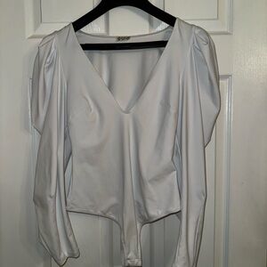 Free People Cream Puff Sleeve Asymmetrical Blouse